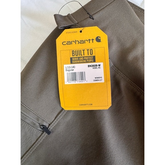 New Carhartt Womens Force Fitted Sz Large Regular Utility Leggings Olive Green - Picture 5 of 10